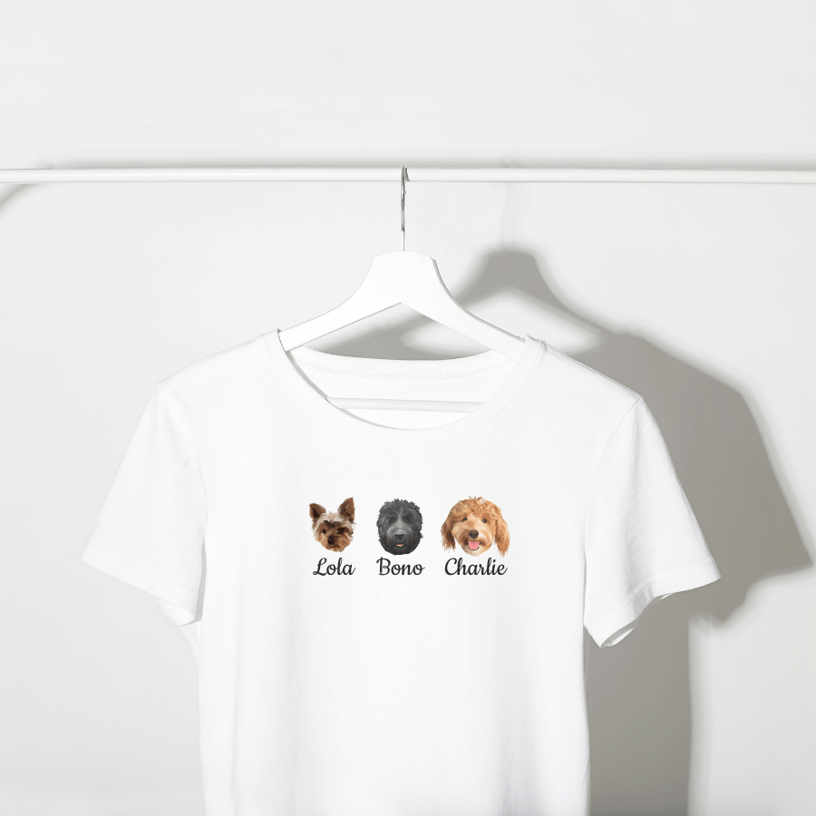 Custom Pet Portrait From Photos T Shirt 3 Pets - Fluffes