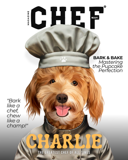 Custom Pet Portrait Chef Magazine Cover - Fluffes.com