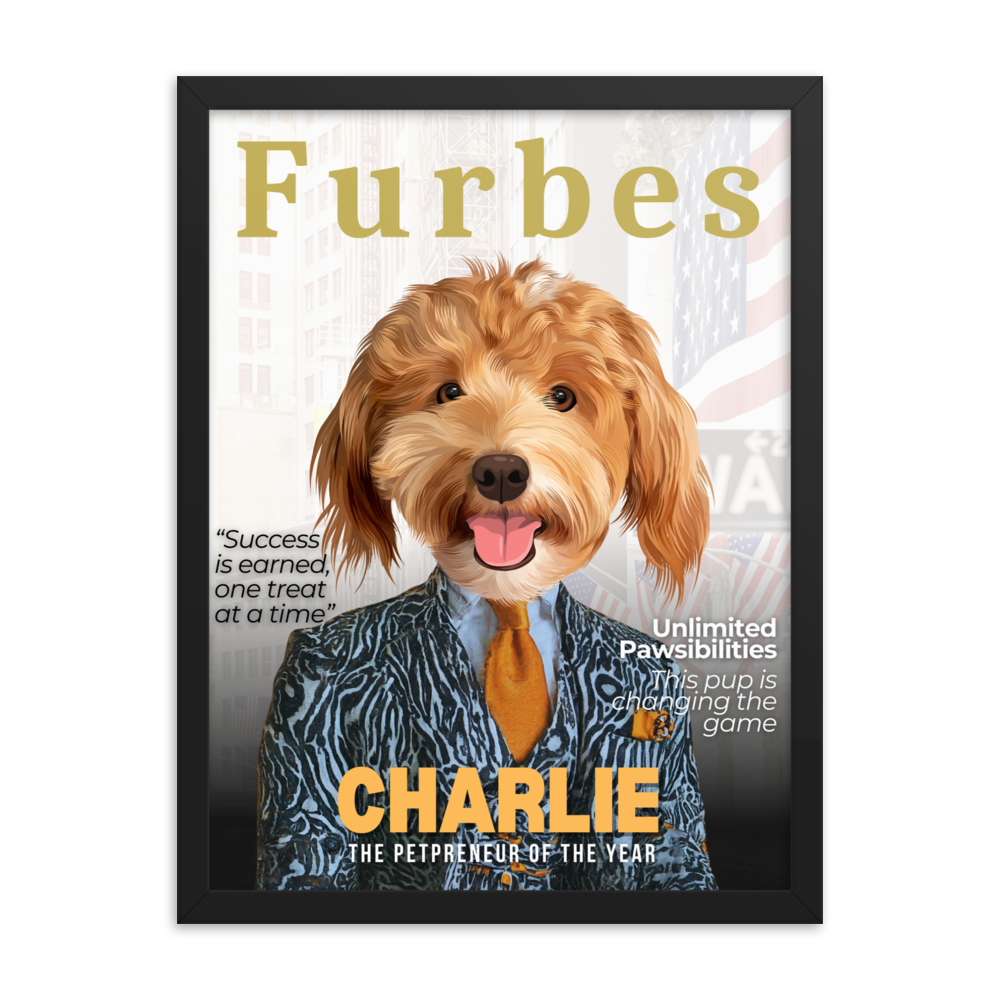 Custom Pet Portrait Furbes Magazine Cover - Fluffes.com