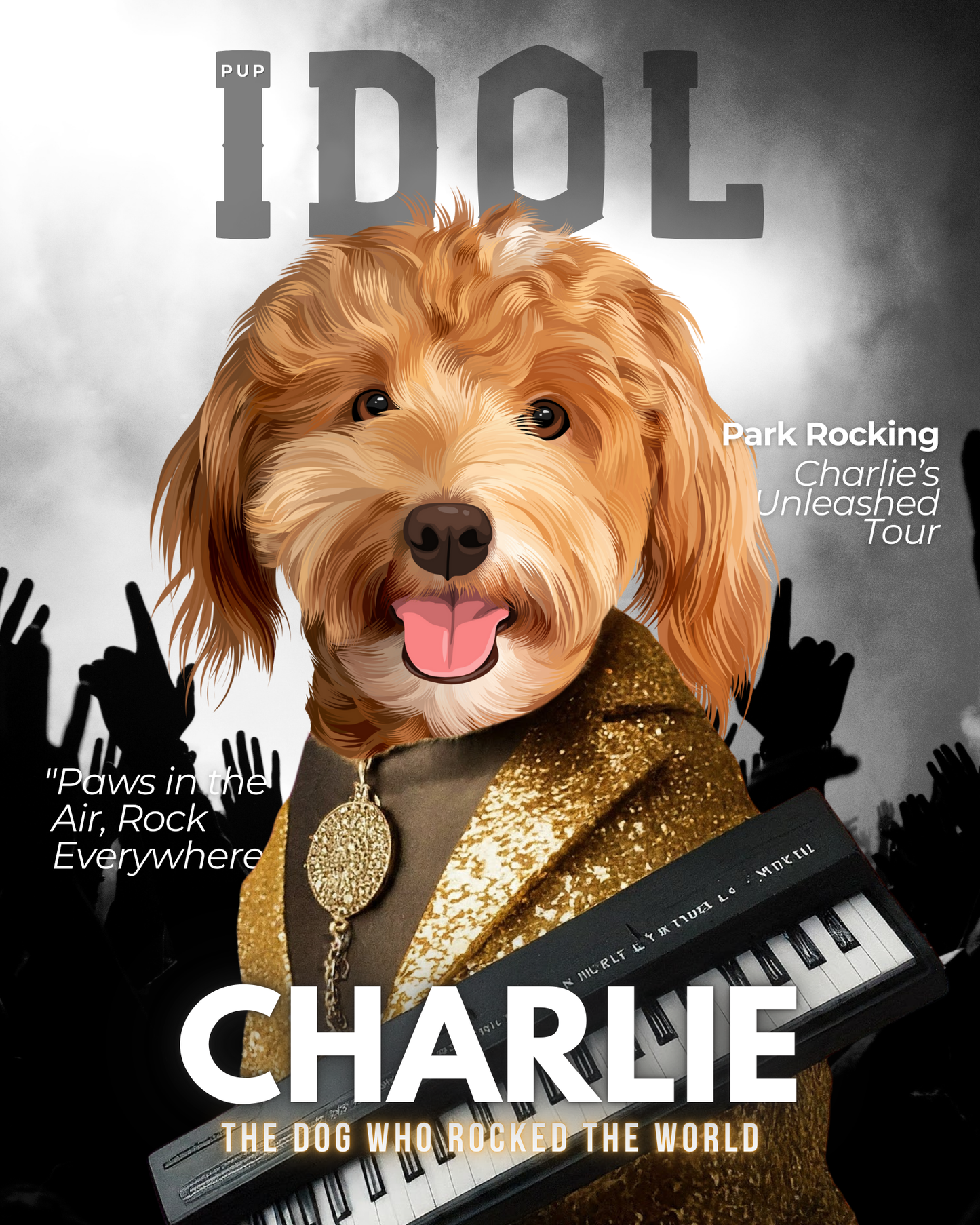 Custom Pet Portrait Musician Magazine Cover - Fluffes.com