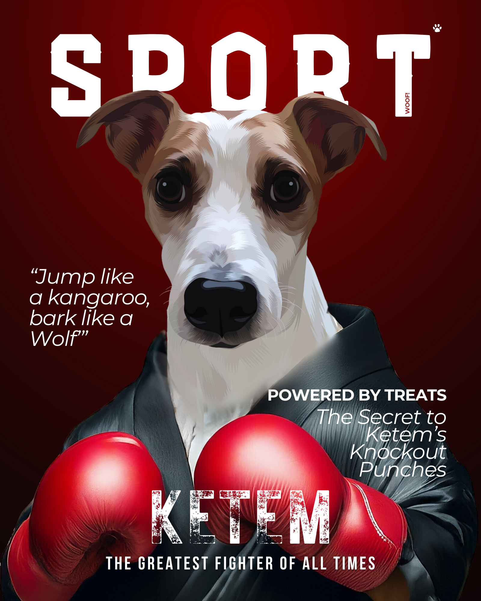 Custom Pet Portrait Sport Magazine Cover - Fluffes.com